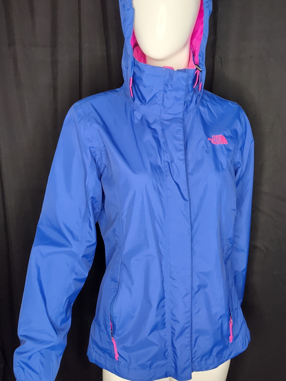 The North Face Women's Blue Pink  Waterproof Hooded  Windbreaker Jacket HyVent S